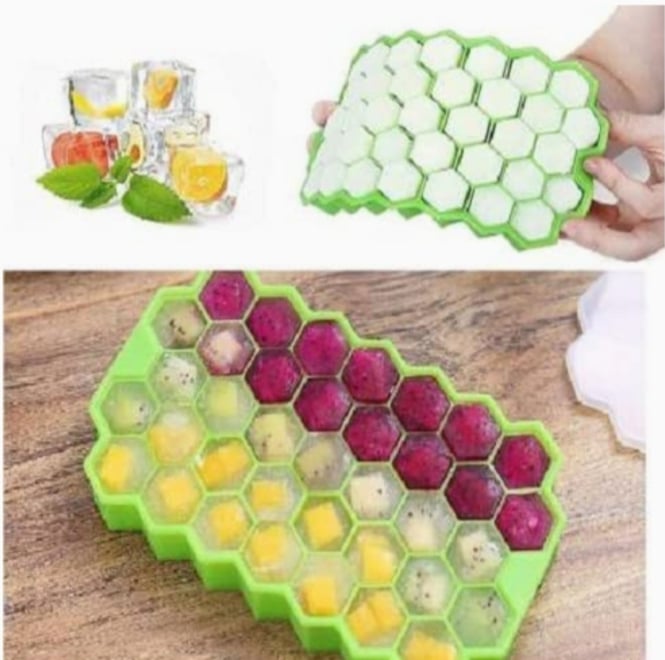 Picture of 1 Pcs Silicone Ice Cube Tray With Lid odourless, non-toxic Ice box Multicolor 