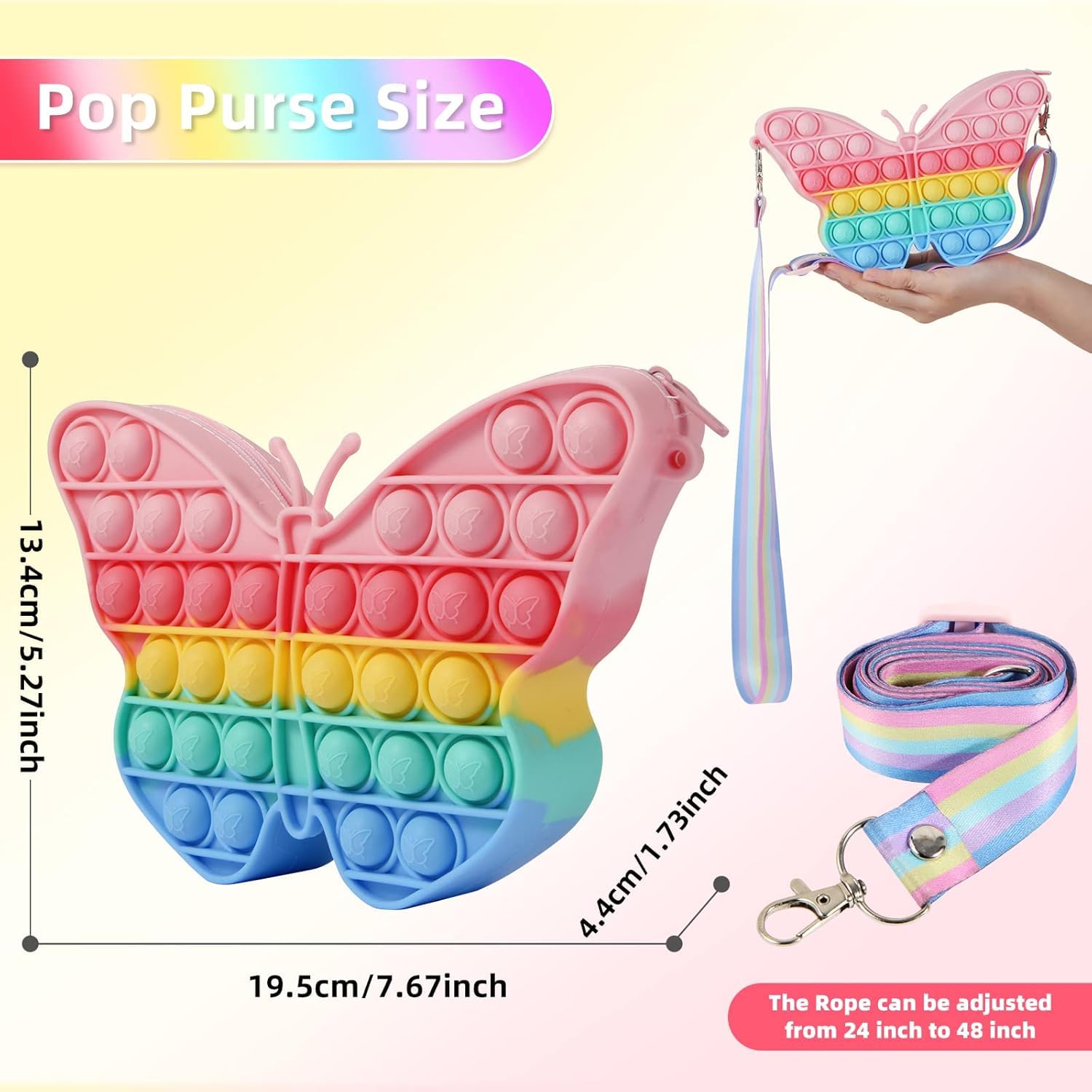 Picture of Crossbody Popit Bags for Kid Popit Bags for Girls, Popet Fidget Toy Shoulder Bags, Fidget Purse for Kid Stress Relief Toys,Poppet Purse for Kids Popping Pouch for Kids Multicolor 