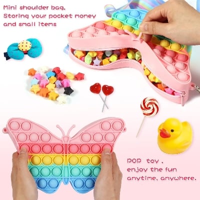 Picture of Crossbody Popit Bags for Kid Popit Bags for Girls, Popet Fidget Toy Shoulder Bags, Fidget Purse for Kid Stress Relief Toys,Poppet Purse for Kids Popping Pouch for Kids Multicolor 