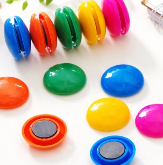 Picture of 6 Pcs Office Magnets, Colorful Notice Board Round Refrigerator and Whiteboard Magnets for Stick Notes, Photos On Fridge, Magnetic White-Boards, Office Boards, Presentation Supplies, Notice Board, Magnetic Button Multicolor 