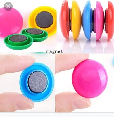 Picture of 6 Pcs Office Magnets, Colorful Notice Board Round Refrigerator and Whiteboard Magnets for Stick Notes, Photos On Fridge, Magnetic White-Boards, Office Boards, Presentation Supplies, Notice Board, Magnetic Button Multicolor 