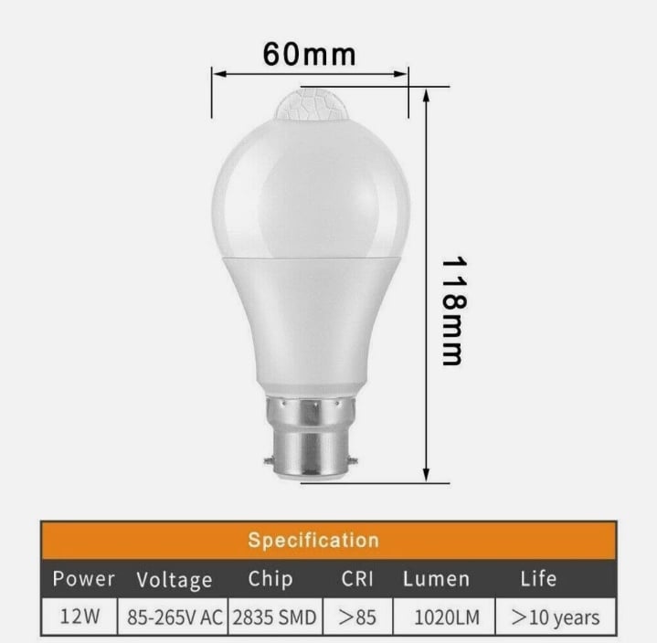 Picture of PIR Motion Sensor LED Lamp Smart Bulb 1 pcs Auto ON/OFF Energy-Saving Lights  