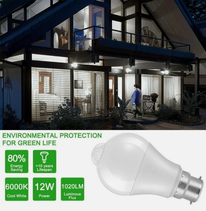 Picture of PIR Motion Sensor LED Lamp Smart Bulb 1 pcs Auto ON/OFF Energy-Saving Lights  