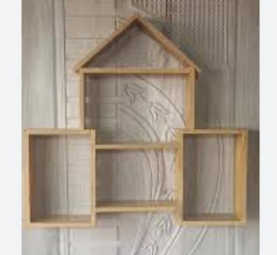 Picture of Floating Wall Hanging Shelf/Wooden Wall Shelves/Rack and Shelf/Display Shelf Hut Shape Stand for Home/Kitchen/Office/Bedroom/Living Room/Balcony Decor  Off White 