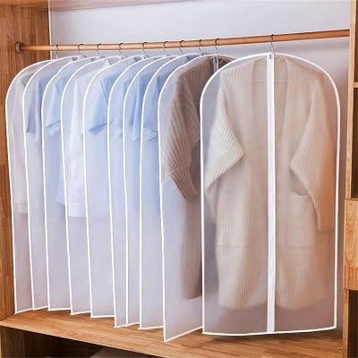 Picture of 1 Pcs Garment Bag Closet Storage Clothes Dust Cover Jumbo Garment Organizer Rack Cover Premium Thickened Garment Hanging Storage Bag Moisture-Proof Dust-Proof Zipper For Home Trave  