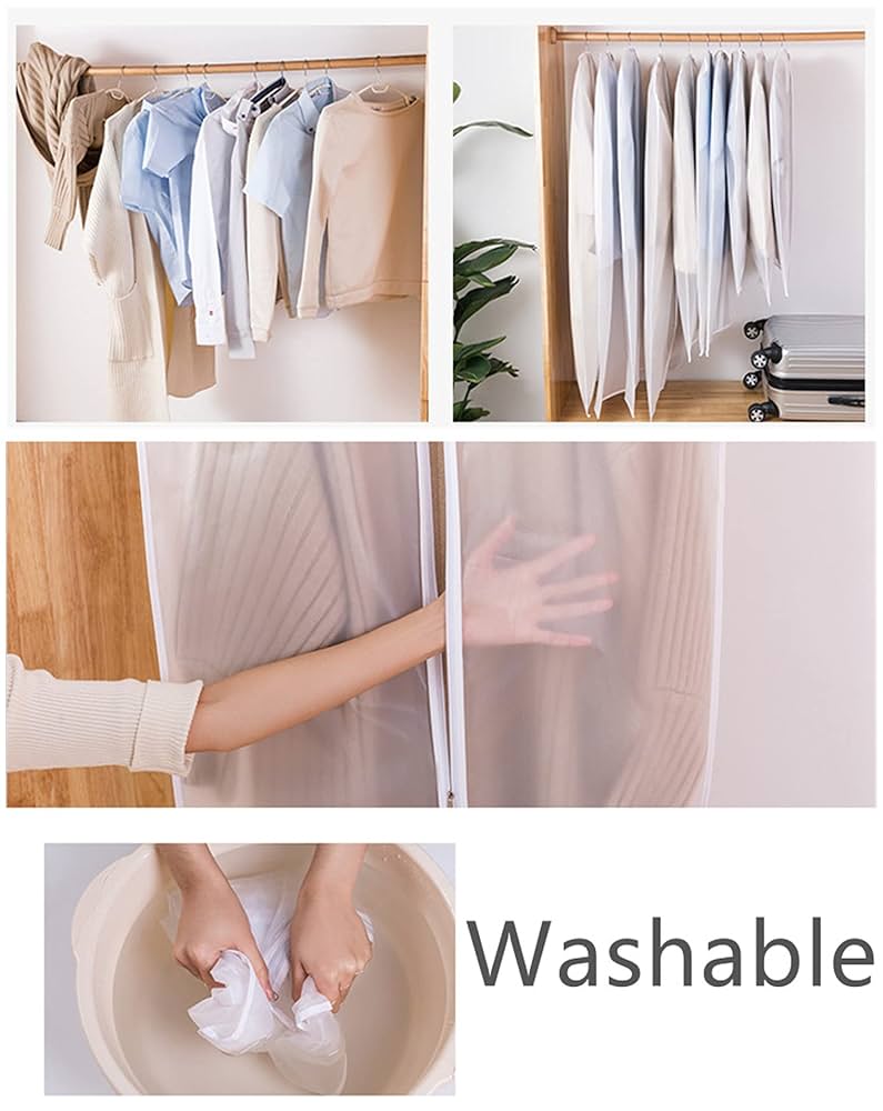 Picture of 1 Pcs Garment Bag Closet Storage Clothes Dust Cover Jumbo Garment Organizer Rack Cover Premium Thickened Garment Hanging Storage Bag Moisture-Proof Dust-Proof Zipper For Home Trave  