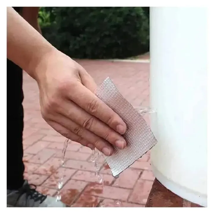 Picture of Leakage Repair Waterproof Tape for Pipe Leakage Roof Water Leakage Solution Aluminium Foil Tape Waterproof Adhesive Tape Sealing Butyl Rubber Tape for Surface Crack, Pipe Repair Silver 