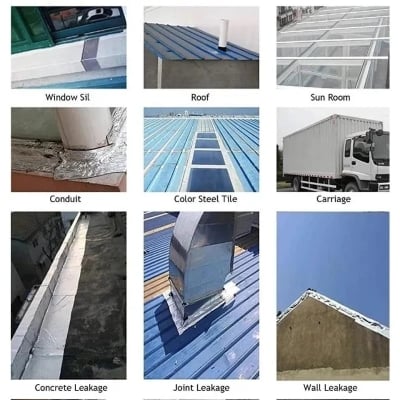 Picture of Leakage Repair Waterproof Tape for Pipe Leakage Roof Water Leakage Solution Aluminium Foil Tape Waterproof Adhesive Tape Sealing Butyl Rubber Tape for Surface Crack, Pipe Repair Silver 