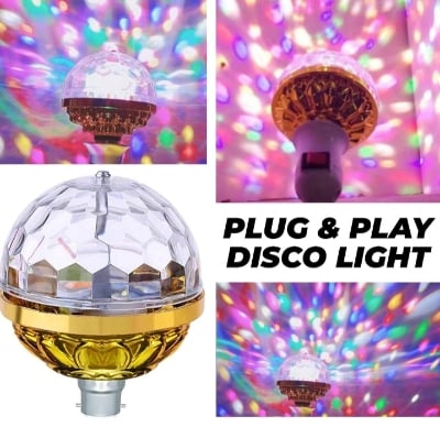 Picture of 360 Degree Rotating Dj Bulb Party light Strobe Effect LED Disco Bulb Single Disco Ball Multicolor 