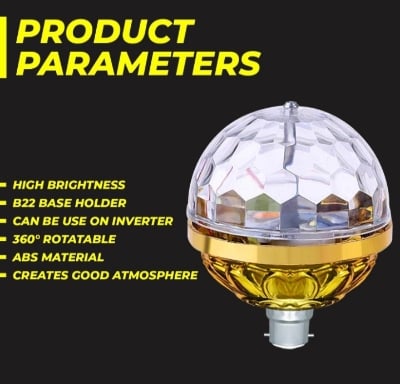 Picture of 360 Degree Rotating Dj Bulb Party light Strobe Effect LED Disco Bulb Single Disco Ball Multicolor 