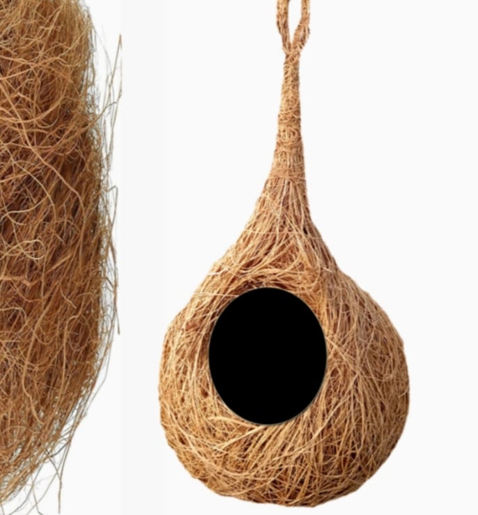 Picture of 1 Pcs Organic Bird Nest for Balcony Handmade Bird House Medium, Small Birds breeding  