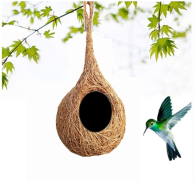 Picture of 1 Pcs Organic Bird Nest for Balcony Handmade Bird House Medium, Small Birds breeding  