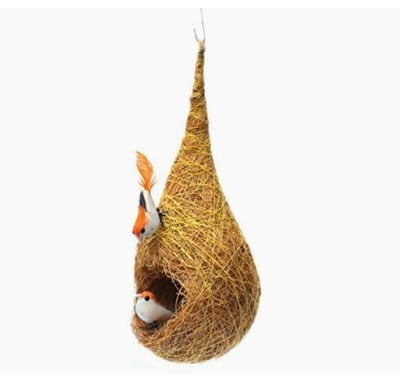 Picture of 1 Pcs Organic Bird Nest for Balcony Handmade Bird House Medium, Small Birds breeding  