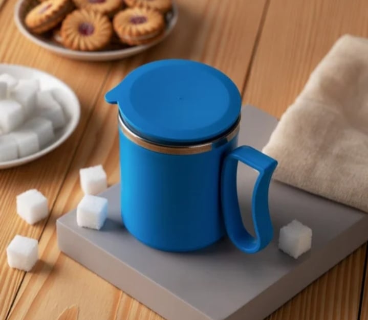 Picture of Coffee Mug - Stylish Double Wall Insulated Stainless Steel Coffee & Tea Cup with lid & Handle for Office, Home & Restaurant, Ideal Tea Mug Gift for Friends, Kids & Adults  Multicolor 