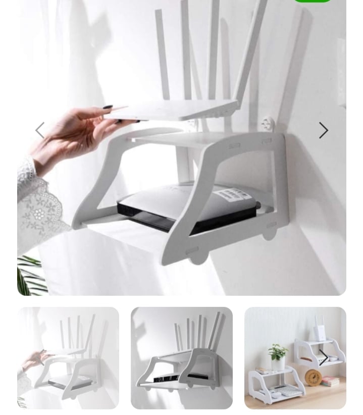 Picture of Wall mounted mobile holder remote stand no drill Wifi router stand White 
