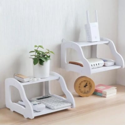 Picture of Wall mounted mobile holder remote stand no drill Wifi router stand White 