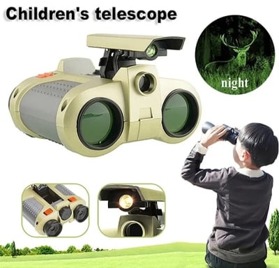 Picture of Kids Binoculars Toy 4X30 Outdoor Travel Night Pop-Up LED Light Multicolor 