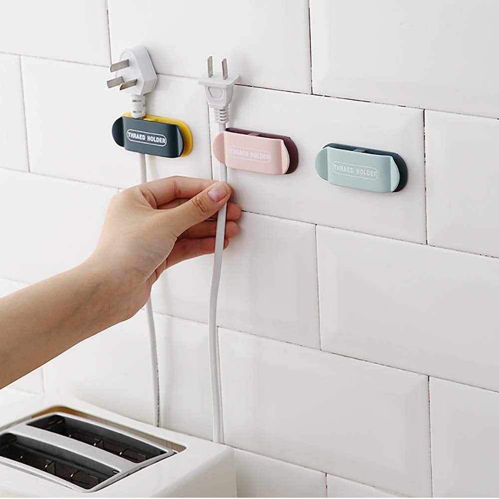 Picture of 2xCable Organiser Clips Plug Holder Cable Management Self Adhesive Retainer,Cable Clips for Plug Retainers Wire Storage Artifact, Hole-Free Clamp Cable Plugs Organizer Multicolor 
