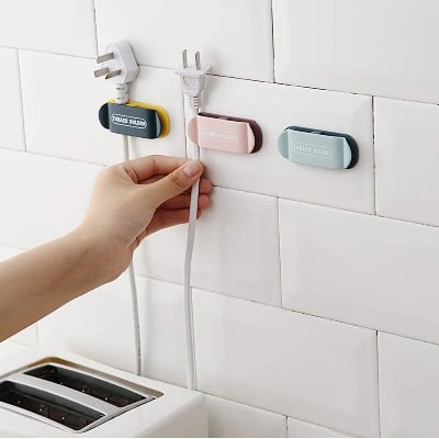 Picture of 2xCable Organiser Clips Plug Holder Cable Management Self Adhesive Retainer,Cable Clips for Plug Retainers Wire Storage Artifact, Hole-Free Clamp Cable Plugs Organizer Multicolor 