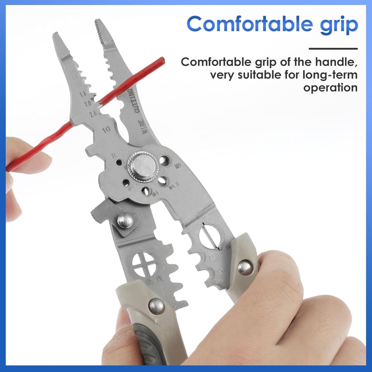 Picture of Multifunctional Wire Stripper, Electrical Wire Cutter for Wire Stripper,Multi-Function Hand Tool for Cutting,Stripping,Shearing Silver 