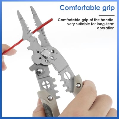 Picture of Multifunctional Wire Stripper, Electrical Wire Cutter for Wire Stripper,Multi-Function Hand Tool for Cutting,Stripping,Shearing Silver 