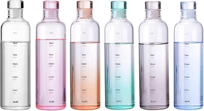 Picture of Time Scale Printed 1 pcs Clear Water Bottle | 500ml Reusable Leak Proof Airtight Lid High Quality Plastic Water Bottle | Used for Sports, Gym, Fitness  