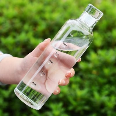 Picture of Time Scale Printed 1 pcs Clear Water Bottle | 500ml Reusable Leak Proof Airtight Lid High Quality Plastic Water Bottle | Used for Sports, Gym, Fitness  