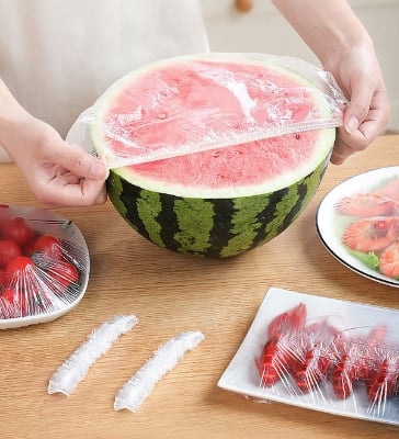 Picture of 30 Pack instant Food Covers, Plastic Stretch, Bowl Covers, Food Storage Covers Lids, Universal Elastic Stretch Polyethylene Bowl Lids Reusable Elastic Food Covers Kitchen Supplies for Fruit/Vegetable/Meat/Food  