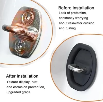 Picture of 4Pcs Car Door Latch Guard Protective Cover, Car Door Lock Latches Shock Cover, Universal Protection Latches Covers, Vehicle Doors Locks Guard Stopper Set  