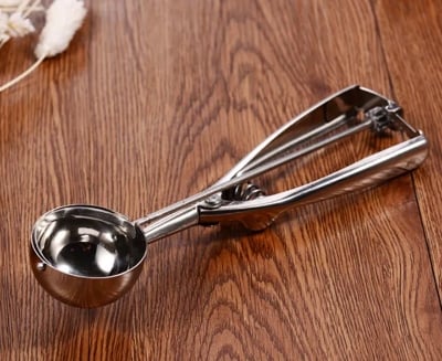 Picture of Cream Scoops with Trigger, Stainless Steel Handle Scoop for Cookies, Fruit, Meatballs, Mashed Potatoes, Melon Balls, Muffins (6cm)  