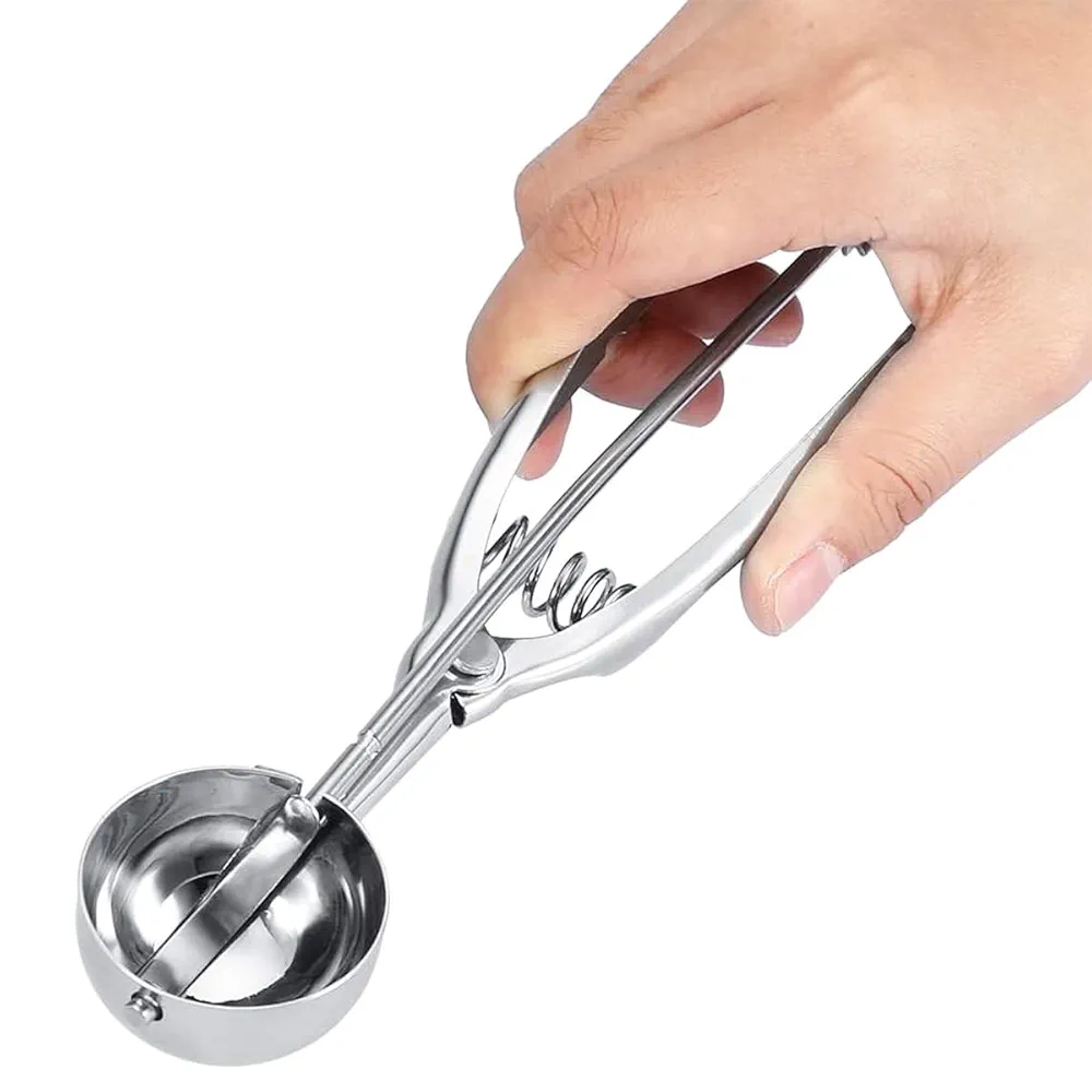 Picture of Cream Scoops with Trigger, Stainless Steel Handle Scoop for Cookies, Fruit, Meatballs, Mashed Potatoes, Melon Balls, Muffins (6cm)  