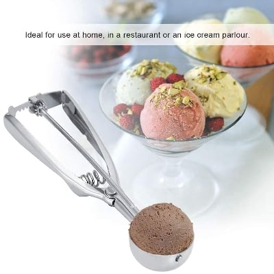 Picture of Cream Scoops with Trigger, Stainless Steel Handle Scoop for Cookies, Fruit, Meatballs, Mashed Potatoes, Melon Balls, Muffins (6cm)  