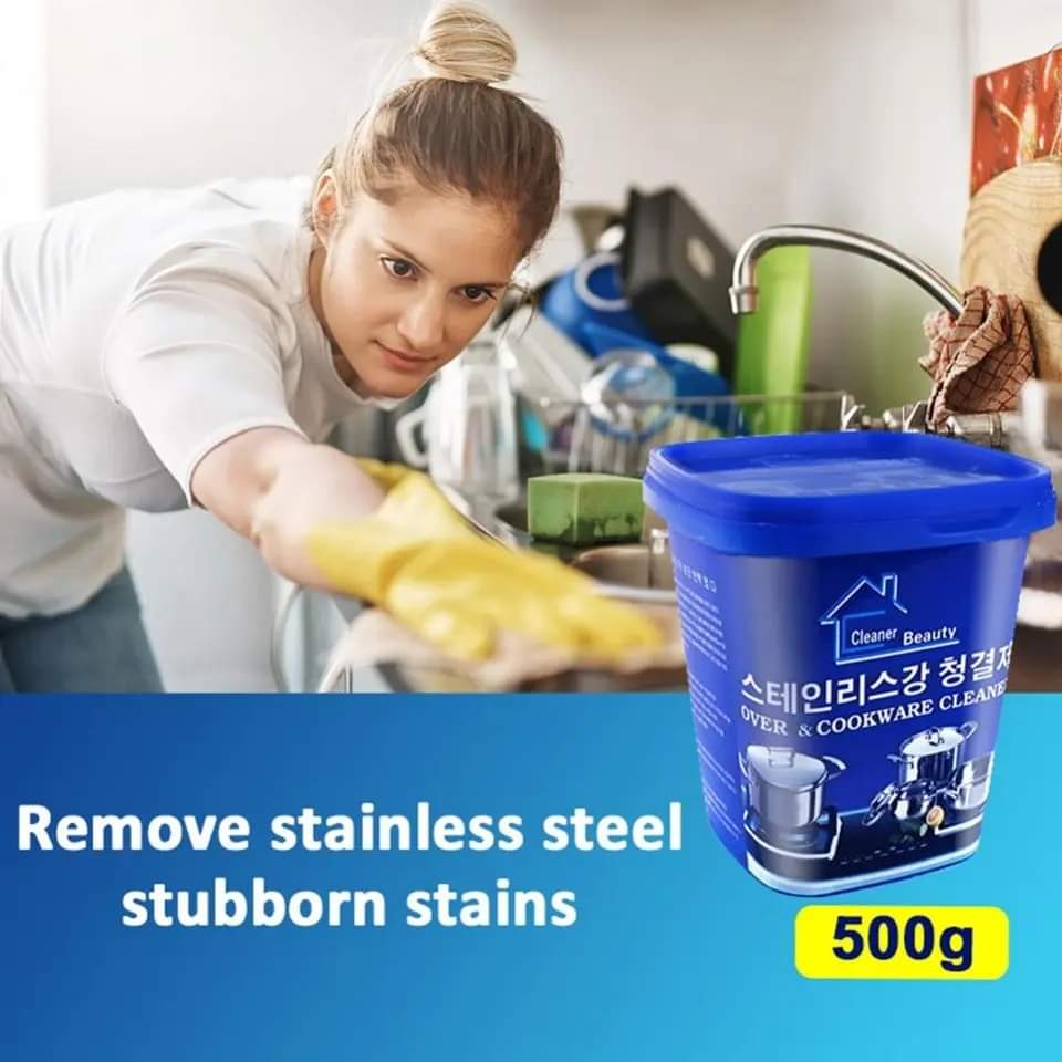 Picture of Kitchen Cookware Korean Cleaner Stainless Steel Cleaning Paste Multi-Purpose Cleaner & Polish Cleaning Gel for Removing Rust 500 gm  