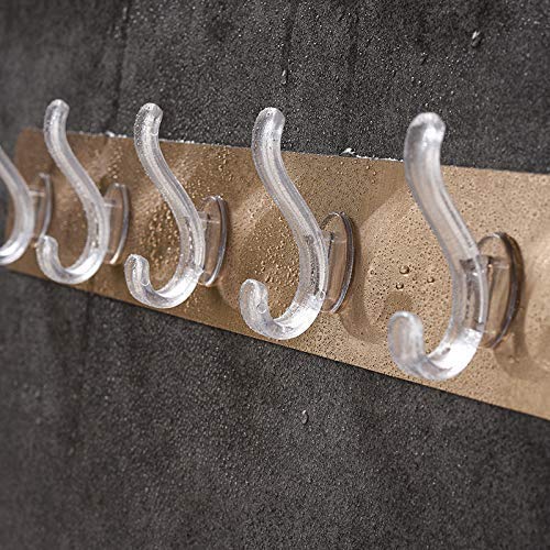 Picture of 1 Pack Self Adhesive No Drills Wall/Rail/Kitchen/Bathroom Strong Sticky Towel Hanger Hook (5 Hooks, 44 x 8cm) Multicolor 