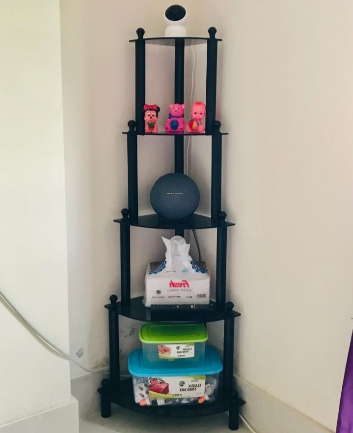 Picture of wooden corner stand rack flower stand Brown 