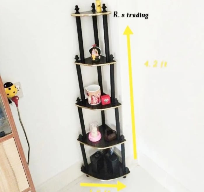 Picture of wooden corner stand rack flower stand Brown 