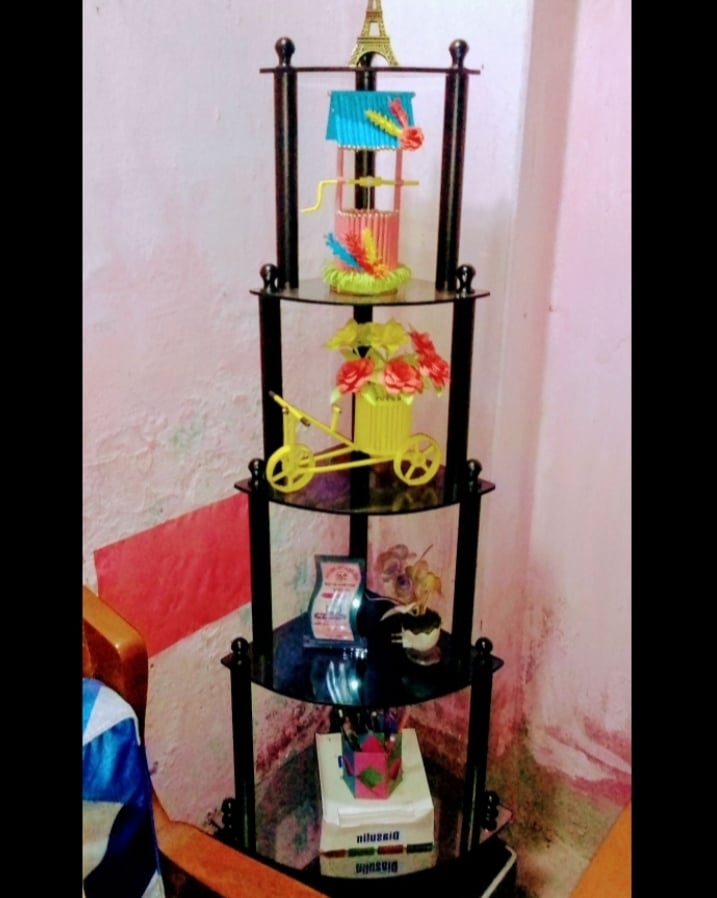 Picture of wooden corner stand rack flower stand Brown 