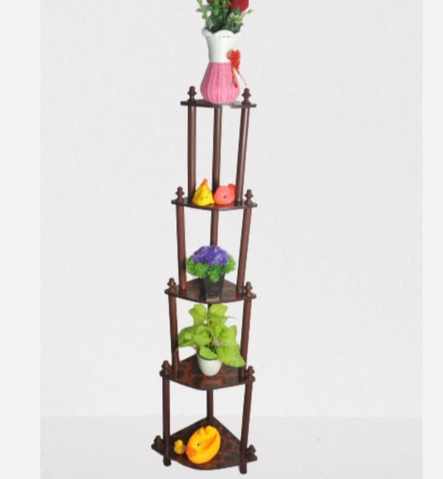 Picture of wooden corner stand rack flower stand Brown 