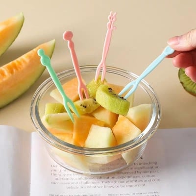 Picture of Mini Plastic Fruit Forks 40pcs multicolored Fruit Fork Mini Dessert Fork Cake Fork Food Multicolor 