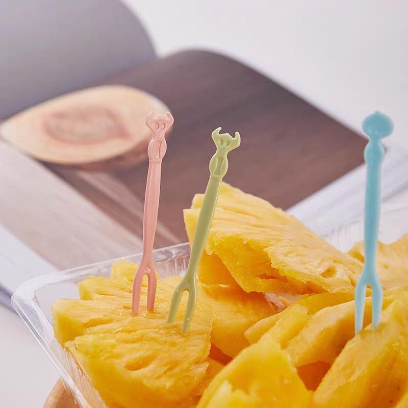 Picture of Mini Plastic Fruit Forks 40pcs multicolored Fruit Fork Mini Dessert Fork Cake Fork Food Multicolor 