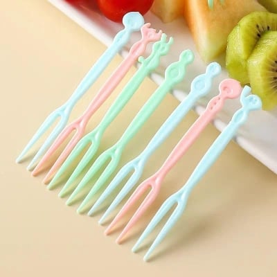 Picture of Mini Plastic Fruit Forks 40pcs multicolored Fruit Fork Mini Dessert Fork Cake Fork Food Multicolor 