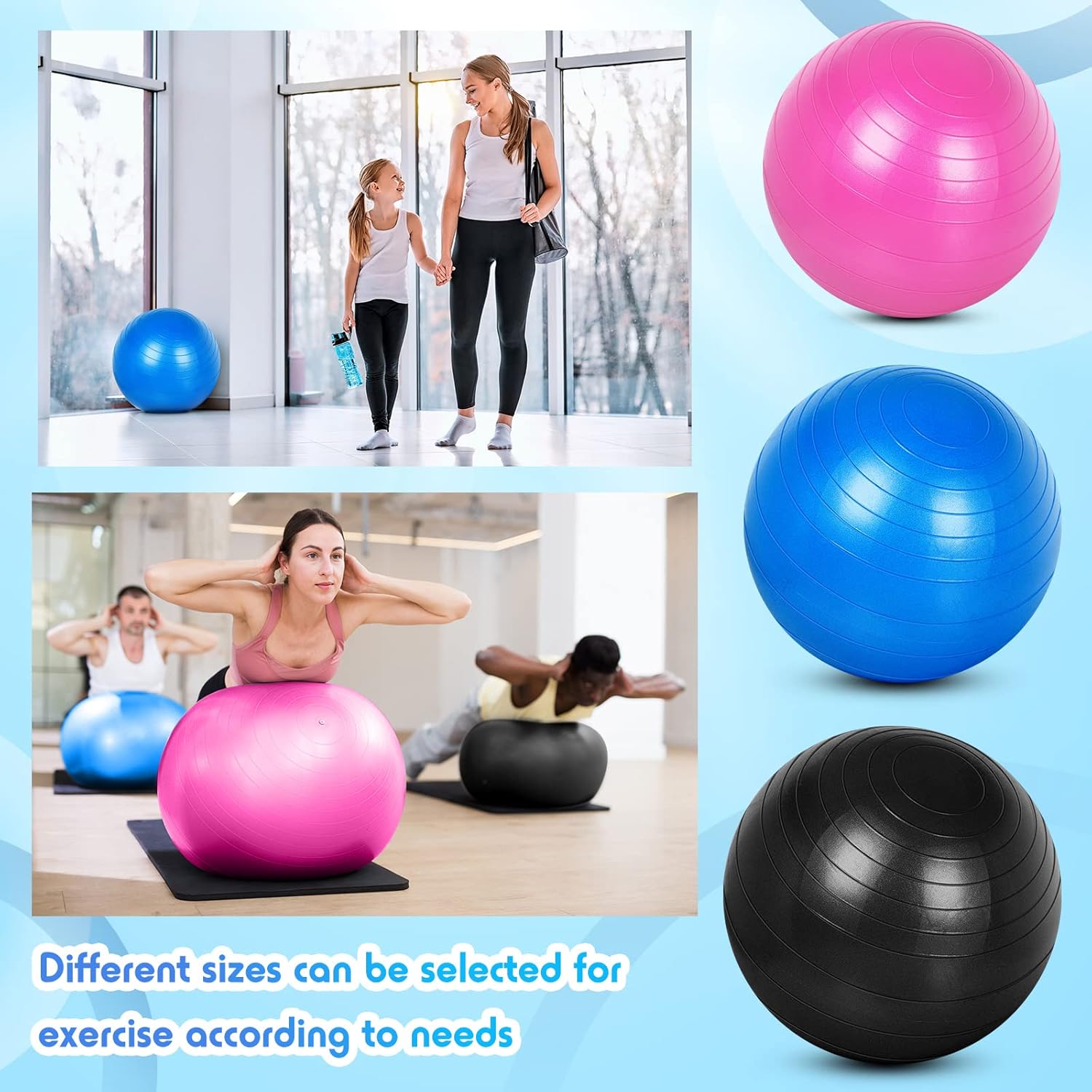 Picture of 1 Pcs Yoga Ball 75cm Exercise Ball for Working Out Birthing Pregnancy Gym Physical Therapy Balance Stability Fitness Free Pump Multicolor 