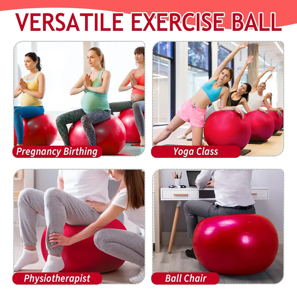 Picture of 1 Pcs Yoga Ball 75cm Exercise Ball for Working Out Birthing Pregnancy Gym Physical Therapy Balance Stability Fitness Free Pump Multicolor 