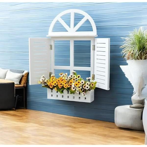 Picture of Antique Home Decors Wall Decor Wooden Window Frame For Living Room Wall Decor 2ft (WHITE) White 