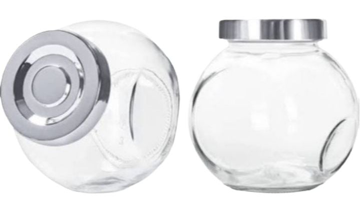 Picture of 1pcs Round Clear Glass Storage Jars with Lids - 480ml / 17oz Jam Jar Set - Mason Bottles for Herbs, Spices, Baby Food, Yogurt, Jelly and Honey - Favours for Weddings  