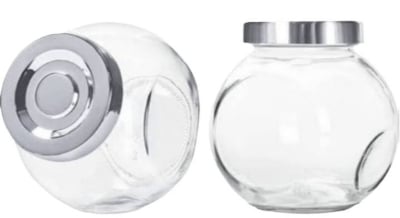 Picture of 1pcs Round Clear Glass Storage Jars with Lids - 480ml / 17oz Jam Jar Set - Mason Bottles for Herbs, Spices, Baby Food, Yogurt, Jelly and Honey - Favours for Weddings  
