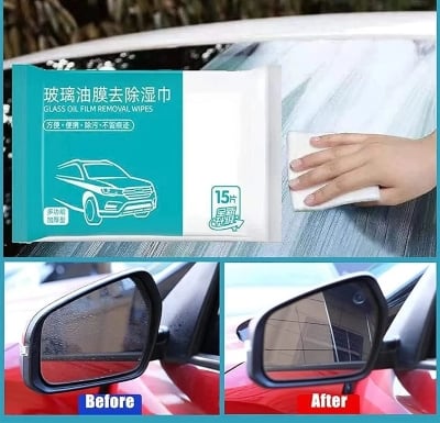 Picture of 15 pcs Car Glass Oil Film Removal Wipes, Car Glass Oil Film Cleaner, Multi-Purpose Car Oil Stain Cleaner  