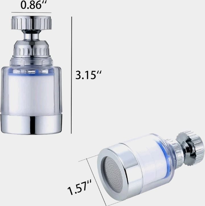 Picture of 360° Rotating Faucet Filter, Bathroom Faucet Filter, Sink Water Faucet Filter Removes Heavy Metals and Hard Water, Faucet Filter Purifier for Kitchen White 