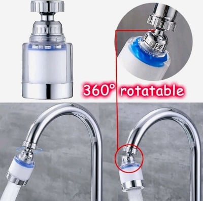 Picture of 360° Rotating Faucet Filter, Bathroom Faucet Filter, Sink Water Faucet Filter Removes Heavy Metals and Hard Water, Faucet Filter Purifier for Kitchen White 