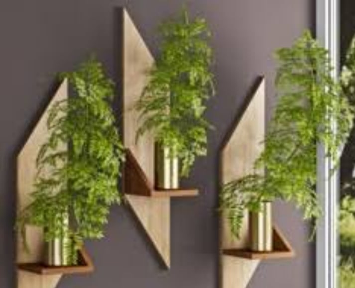 Picture of 1Pcs Wall Hanging Modern Flower Vases.  Wall Decorative Showpiece Holder. Craft Items For Wall, Home Decorative Flower Vase Brown 